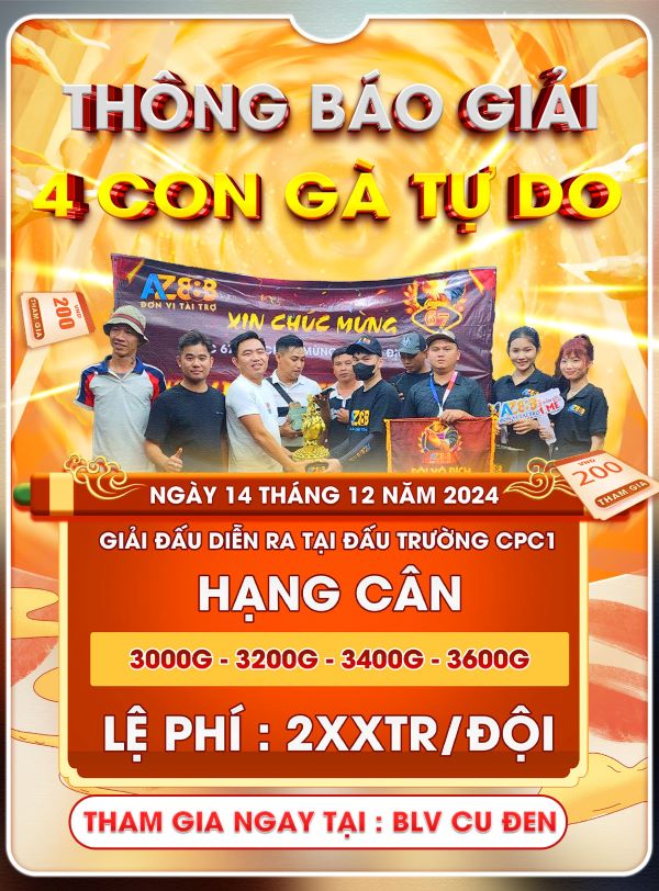 Thông Báo Giải 4 Con Gà Tự Do Tại CPC1 Ngày 14/12/2024