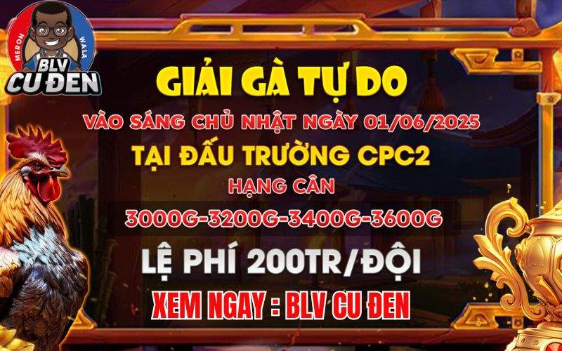 [Thông Báo] Giải Đấu 4 Con Gà Nòi Tự Do Tại CPC2 Ngày 1/6/2025.
